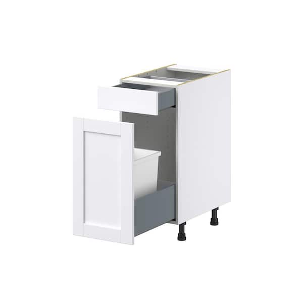 Mancos Glacier White Shaker Assembled Base Kitchen Cabinet With a Pull Out (15 in. W x 34.5 in. H x 24 in. D)