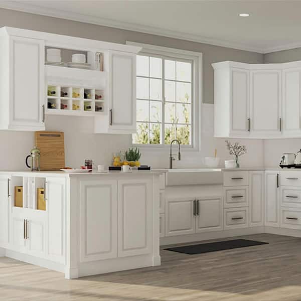 Hampton 30 in. W x 12 in. D x 30 in. H Assembled Wall Kitchen Cabinet in Satin White