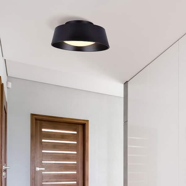 Jamison 13.75 in. 1-Light Matte Black LED Flush Mount