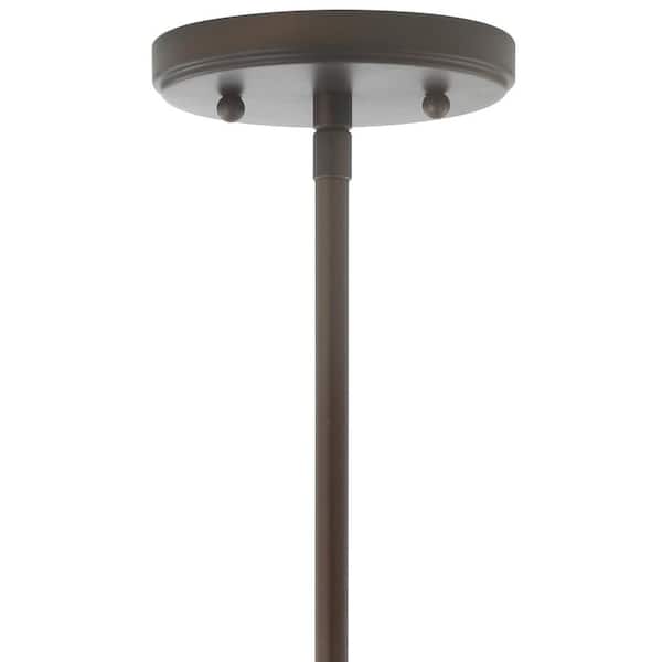 Kurtz 9.5 in. 1-Light Oil Rubbed Bronze LED Pendant with Adjustable Drop Metal/Glass