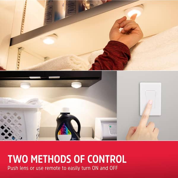 Battery Operated LED Puck Lights with Remote (2-Pack)