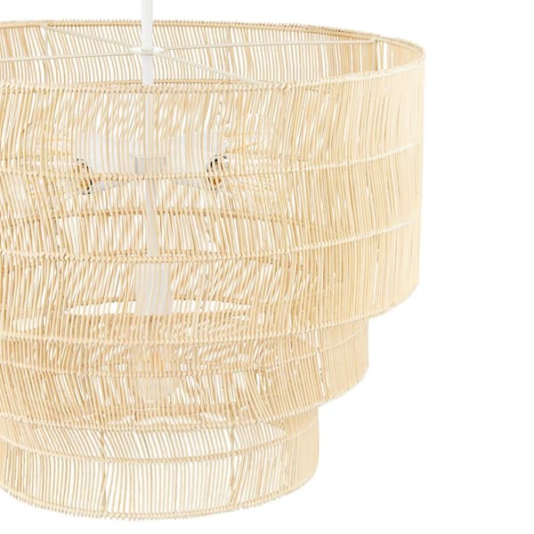Sessions 5-Light Brown Tiered Rattan Pendant
