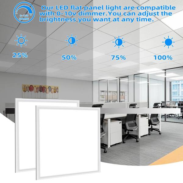2 ft. x 2 ft. 5800 Lumens Integrated White LED Panel Light Office Lighting 5000K(2-Pack)