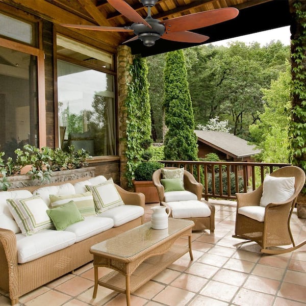 Altura 60 in. Indoor/Outdoor Oil-Rubbed Bronze Ceiling Fan with Downrod and Reversible Motor; Light Kit Adaptable