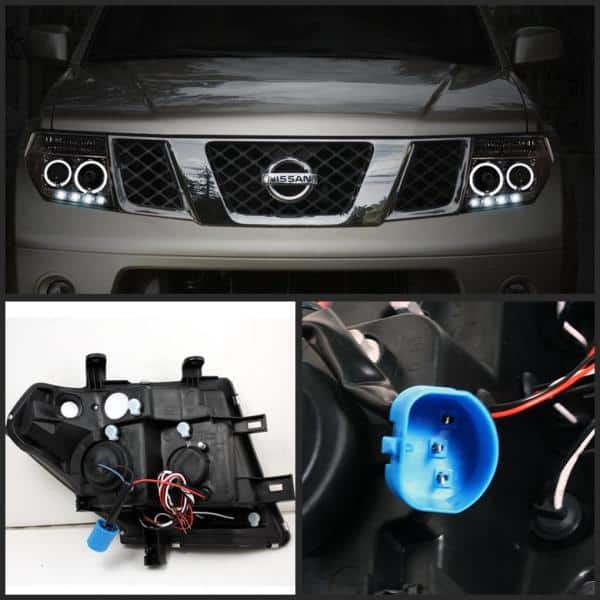 Nissan Frontier 05-08 / Nissan Pathfinder 05-07 Projector Headlights - LED Halo - LED ( Replaceable LEDs ) - Smoke