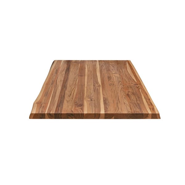 5 ft. L x 30 in. D Finished Teak Solid Wood Butcher Block Desktop Countertop With Live Edge