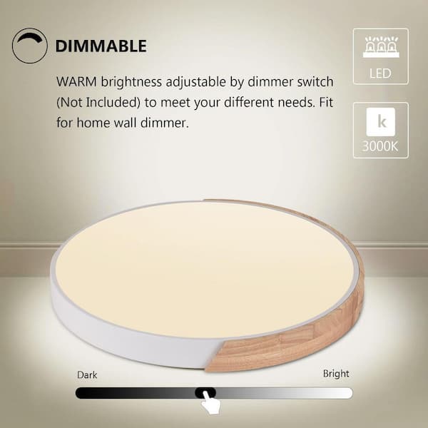 15.74 in. 1-Light White LED Flush Mount Ceiling Light with Acrylic Shade