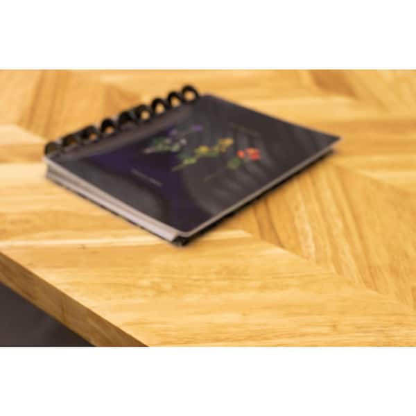 6 ft. L x 25 in. D Unfinished Hevea Chevron Solid Wood Butcher Block Countertop With Square Edge