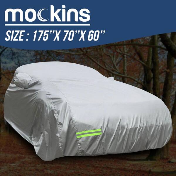175 in. x 70 in. x 60 in. Heavy-Duty 190T Silver Polyester Waterproof Car Cover
