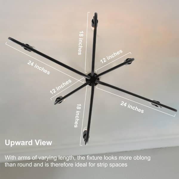 Modern Black Candlestick Oblong Chandelier Farmhouse Irregular Pendant Light 6-Light Transitional Hanging Ceiling Light