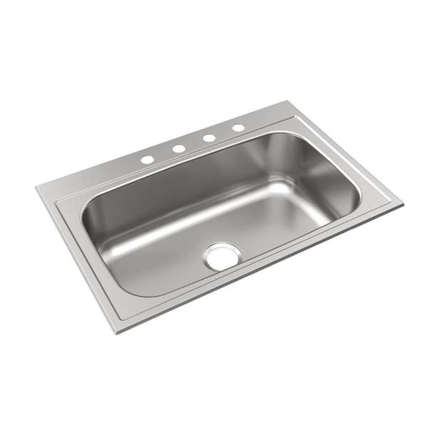 Parkway 20-Gauge Stainless Steel 33 in. Single Bowl Drop-In Kitchen Sink