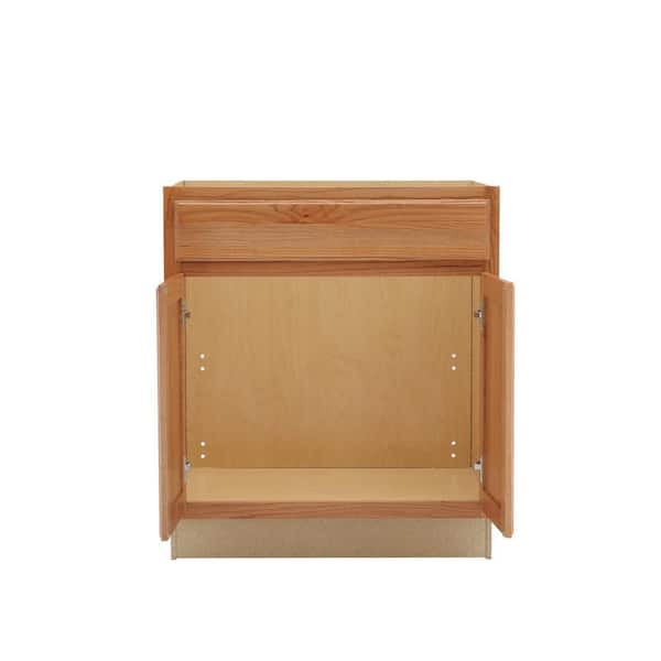 Hampton 30 in. W x 21 in. D x 34.5 in. H Assembled, Bathroom Base Cabinet in Medium Oak without Shelf