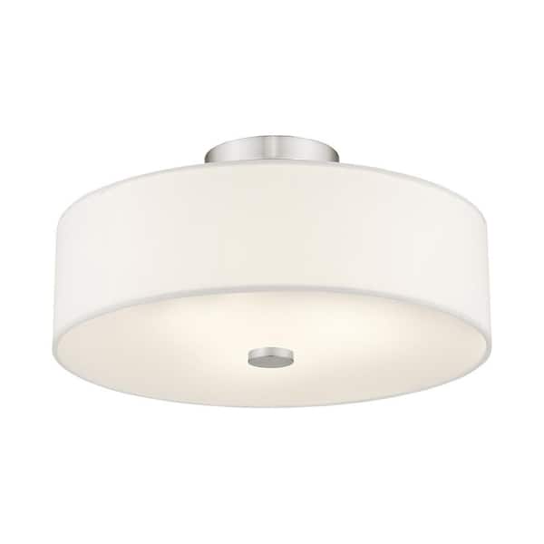 Mercury 3 Light Brushed Nickel Flush Mount