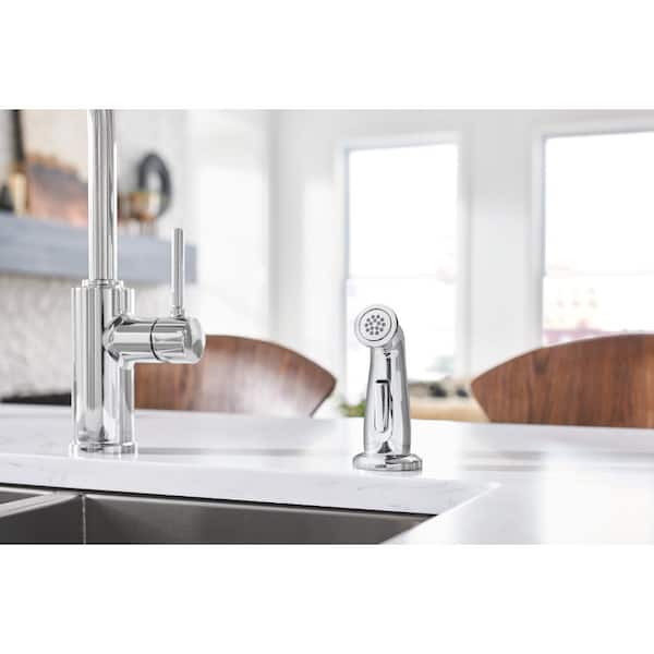 Sombra Single-Handle Standard Kitchen Faucet with Side Sprayer in Chrome