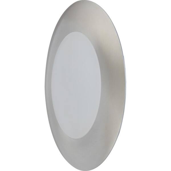 1-Light Brushed Nickel Aluminum LED Indoor/Outdoor Surface Ceiling Flush Mount/Wall Sconce with Lens, Round Trim