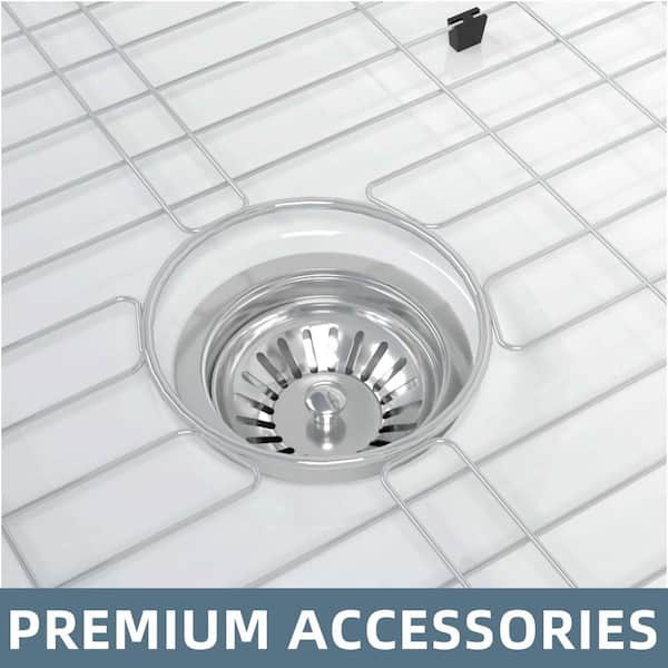 Classico White Fireclay 36 in. Single Bowl Farmhouse Apron Front Kitchen Sink with Bottom Grid and Strainer