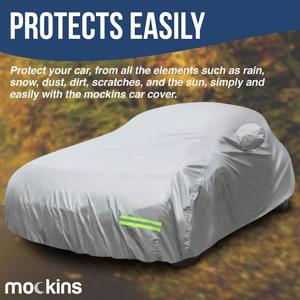 175 in. x 70 in. x 60 in. Heavy-Duty 190T Silver Polyester Waterproof Car Cover