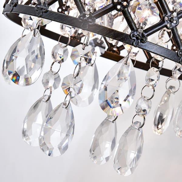 Indianapolis 1-Light Dimmable Black Armed Sconce with Crystal Accents (Set of 2)