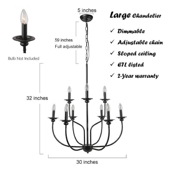 Modern Farmhouse Black Large Island Chandelier 30