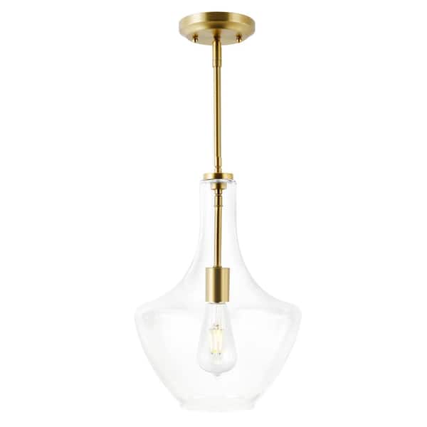 Sienna 1-Light Brushed Brass/Clear Pendant with Glass Shade