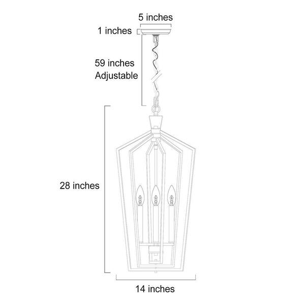 Gold Cage Pendant Light, Modern 4-Light Gold Geometric Dining Room Chandelier with Candle Style