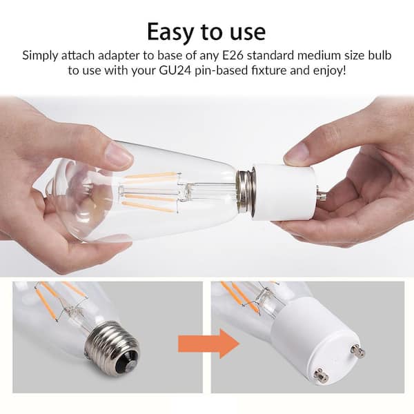 GU24 to Medium Base (GU24 to E26) Light Bulb Adapter