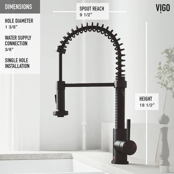 Edison Single Handle Pull-Down Sprayer Kitchen Faucet Set with Soap Dispenser in Matte Black