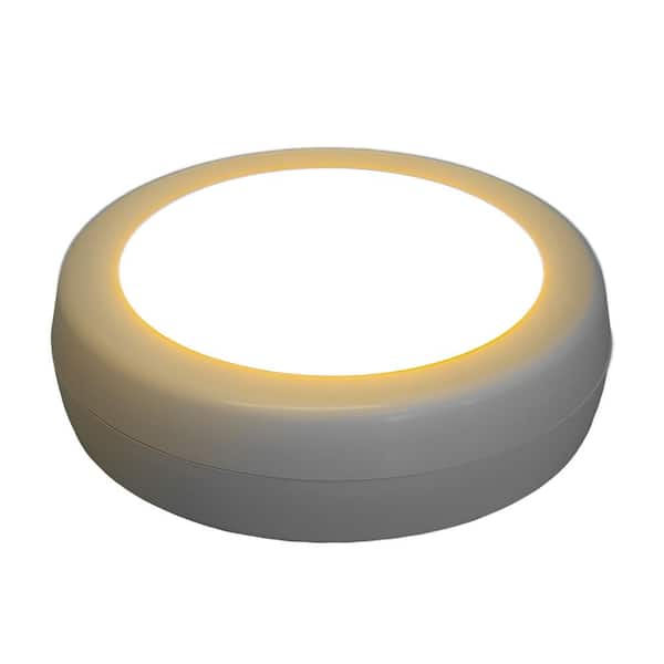 LED White Adjustable Puck Light with Remote and Batteries (6-Pack)