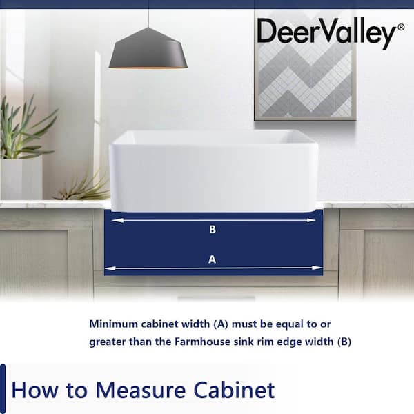 DeerValley Feast White Ceramic 33 in. L Rectangular Single Bowl Farmhouse Apron Kitchen Sink with Grid and Strainer