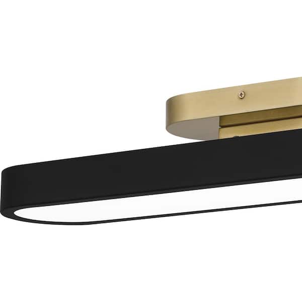 Vanderhoven 27.5 in. 33-Watt Matte Black and Gold Integrated LED Flush Mount