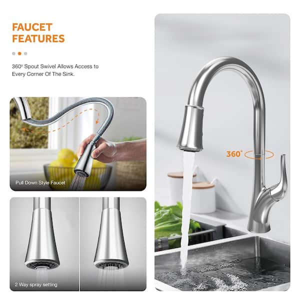 All in-One 33 in. Drop-in/Undermount Double Bowl 18 Gauge Stainless Steel Kitchen Sink with Pull-Down Faucet