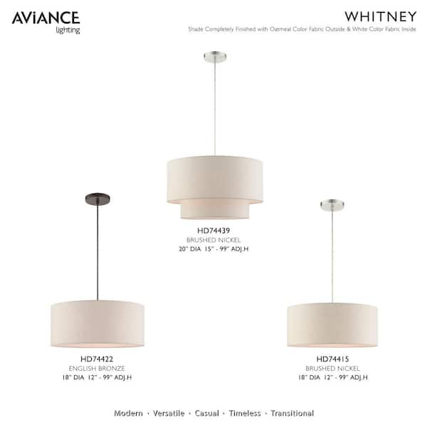 Whitney 3 Light Brushed Nickel Pendant