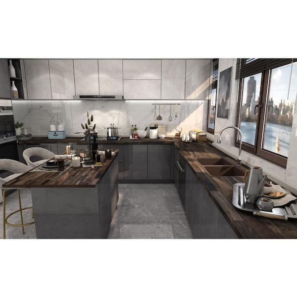 8 ft. L x 25.5 in. D, Acacia Butcher Block Standard Countertop in Espresso with Square Edge