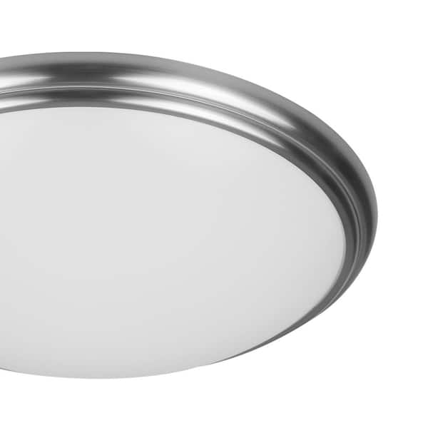 14 in. Light Brushed Nickel and Oil-Rubbed Bronze Adjustable CCT Integrated LED Flush Mount with Interchangeable Trim
