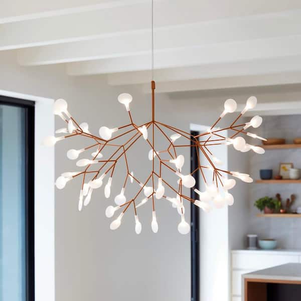 Postmodern 15-Watt 45-Light Integrated LED Rose Gold Unique Modern Linear Chandelier