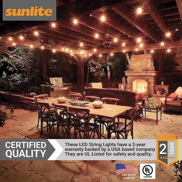 Outdoor 48 ft. Plug-In LED S14 Edison Bulb Waterproof 15 Bulb String Light with Plug, Connector, Light Bulbs Included