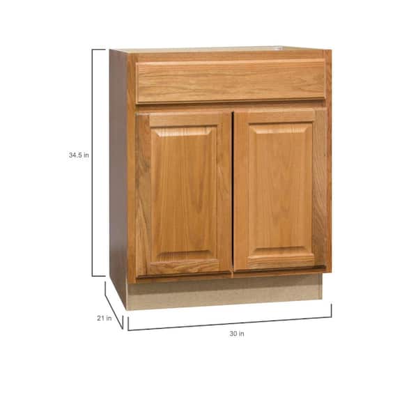 Hampton 30 in. W x 21 in. D x 34.5 in. H Assembled, Bathroom Base Cabinet in Medium Oak without Shelf