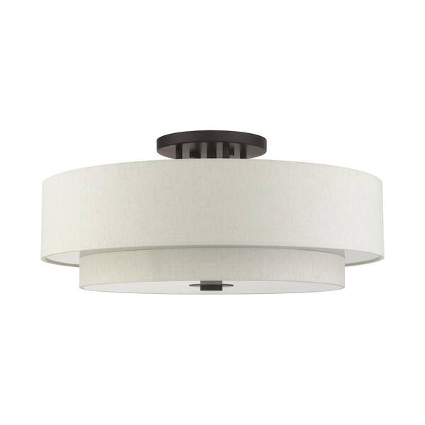 Meridian 6 Light English Bronze Semi Flush Mount
