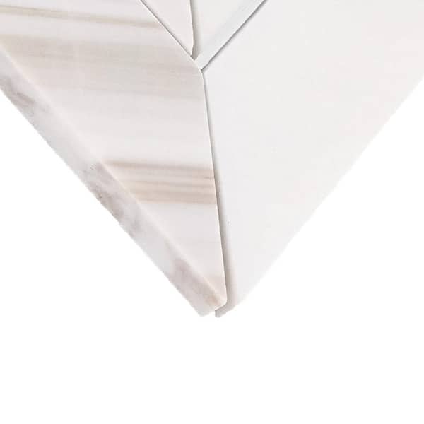 Pietra Divina Calacatta Dolomiti Polished 14 in. x 14 in. Marble Chevron Mosaic Tile (11.1 sq. ft./Case)