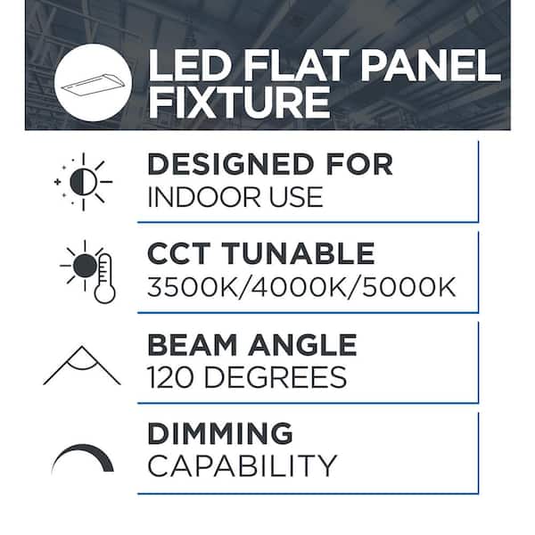 2 ft. x 4 ft. 5080 Lumens Backlit Integrated LED Flat Panel Light, Selectable CCT and Wattage