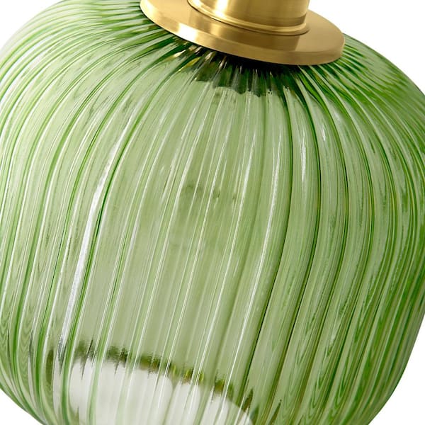 Condesa 60-Watt 1-Light Brushed Gold Globe Pendant Light with Fluted Glass Shade and No Bulb Included