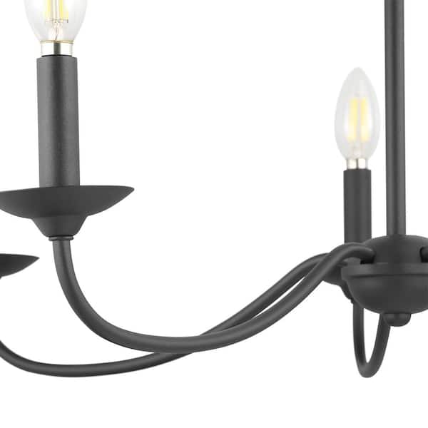 Pacolet 28 in. 5-Light Textured Black Farmhouse Circle Chandelier for Dining Room