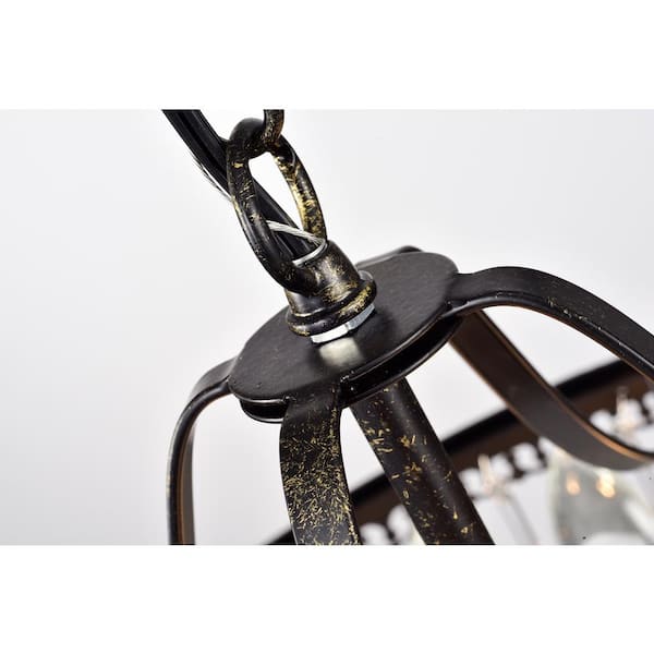 Clarus 6-Light Antique Bronze Glam Chandelier with Hanging Teardrop Crystals