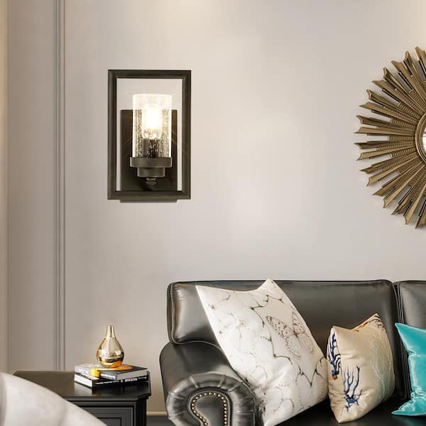 Houston 1-Light Antique Black Dimmable Candle Wall Light (Set of 2)