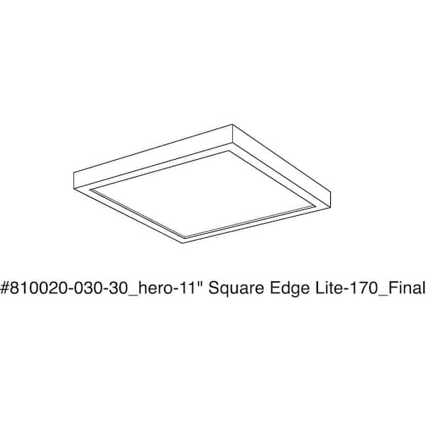 Everlume Collection 11 in. White Integrated LED Edgelit Square Semi-Flush Mount