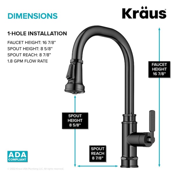 Allyn Transitional Industrial Pull-Down Single Handle Kitchen Faucet in Spot-Free Black Stainless Steel