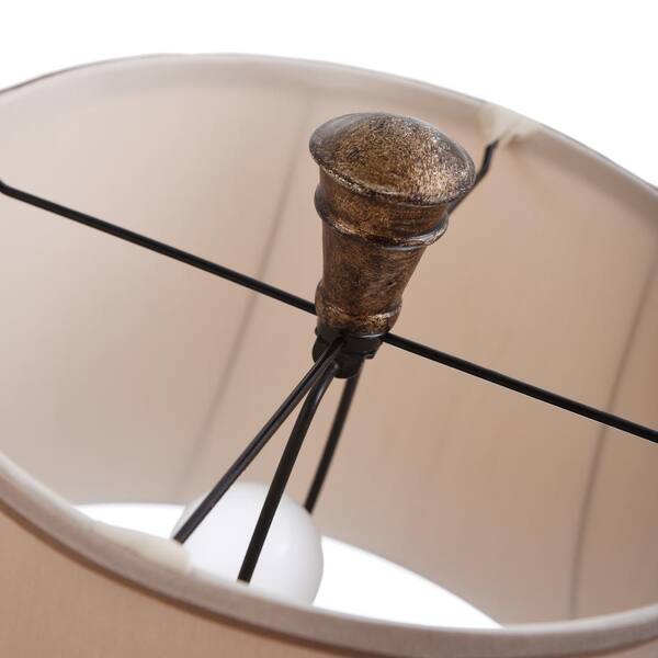 34 in. Majestic Gold Table Lamp with Cream Fabric Shade