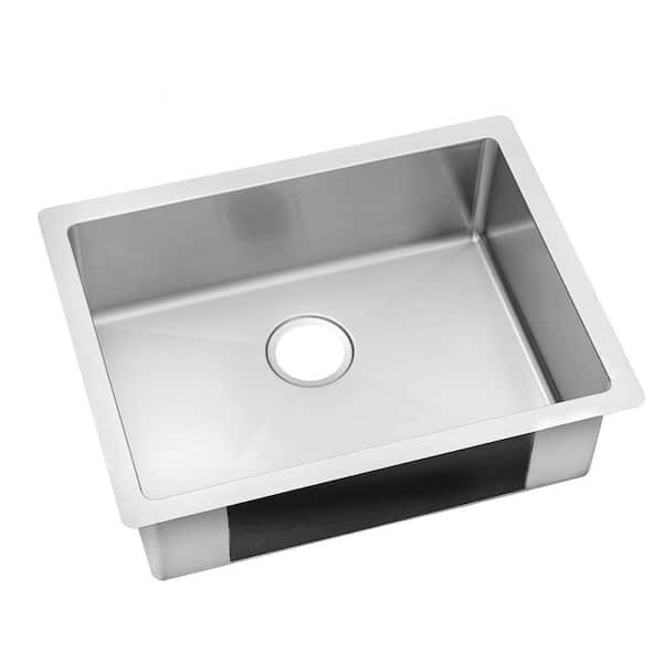 Crosstown 24 in. Undermount Single Bowl 18 Gauge Stainless Steel Kitchen Sink Only