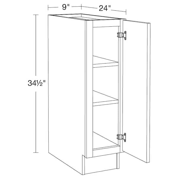 Washington Vesper White Plywood Shaker Assembled Base Kitchen Cabinet Soft Close 9 in W x 24 in D x 34.5 in H
