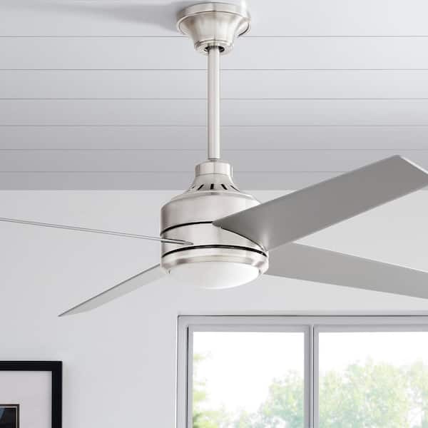 Mercer 52 in. LED Indoor Brushed Nickel Ceiling Fan with Light Kit and Remote Control